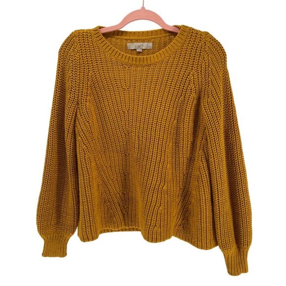 Ann Taylor LOFT Women’s SP Mustard Yellow Crew Neck Sweater - Picture 1 of 5